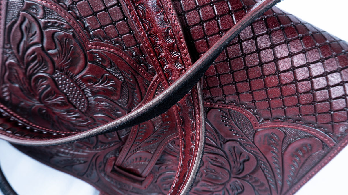 Bolsa Chihuahua tinto - detalle artesanal